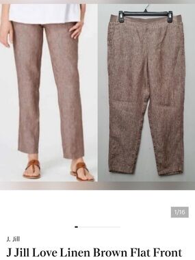 J.Jill Womens Casual Linen-Blend Pants in Brown